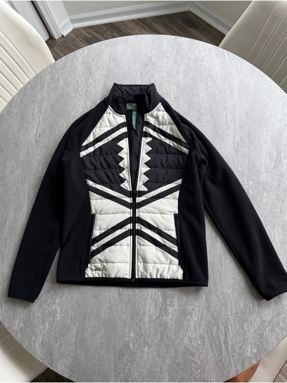 Lauren Ralph Lauren Active Fleece Sweater Jacket Size M black white